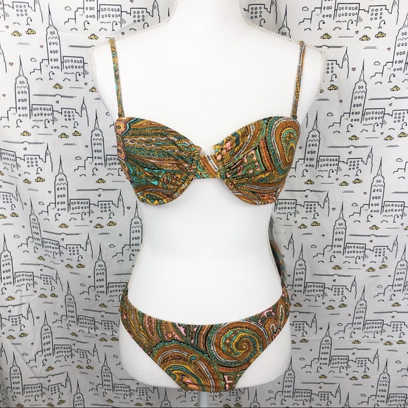 J. Crew Other - 🆕 J CREW Boho Convertible Yellow Paisley Bikini